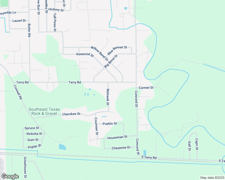 map of restaurants, bars, coffee shops, grocery stores, and more near 1604 Terry Road in Vidor