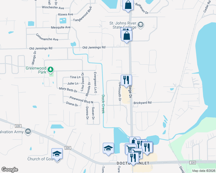 map of restaurants, bars, coffee shops, grocery stores, and more near 1773 Dartmouth Drive in Middleburg