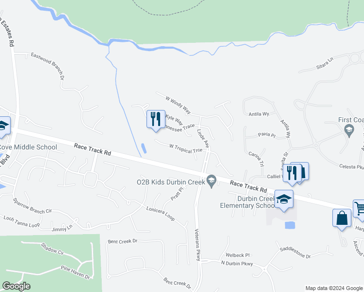 map of restaurants, bars, coffee shops, grocery stores, and more near 332 West Tropical Trce in Saint Johns
