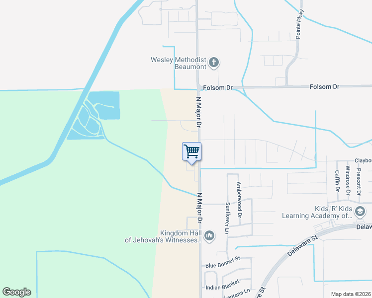 map of restaurants, bars, coffee shops, grocery stores, and more near 3585 North Major Drive in Beaumont