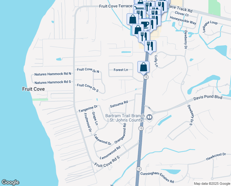 map of restaurants, bars, coffee shops, grocery stores, and more near 746 Community Road in Jacksonville