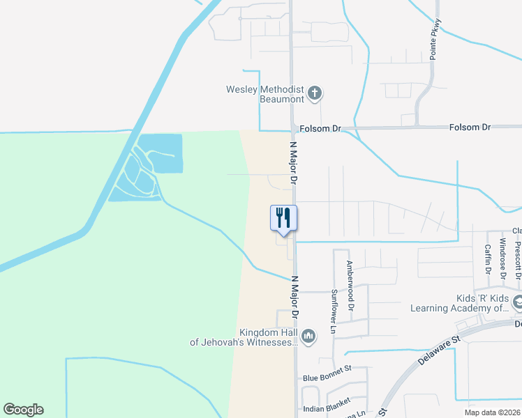 map of restaurants, bars, coffee shops, grocery stores, and more near 3585 North Major Drive in Beaumont