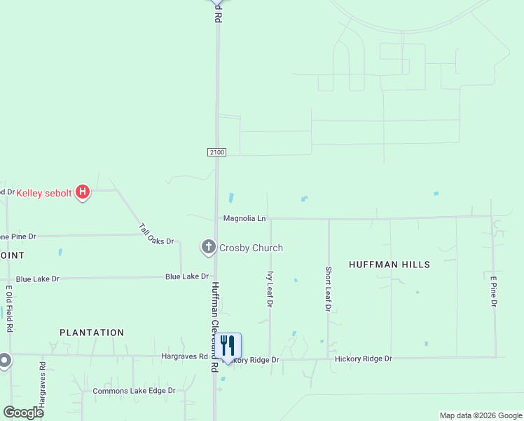 map of restaurants, bars, coffee shops, grocery stores, and more near 3 Magnolia Lane in Huffman
