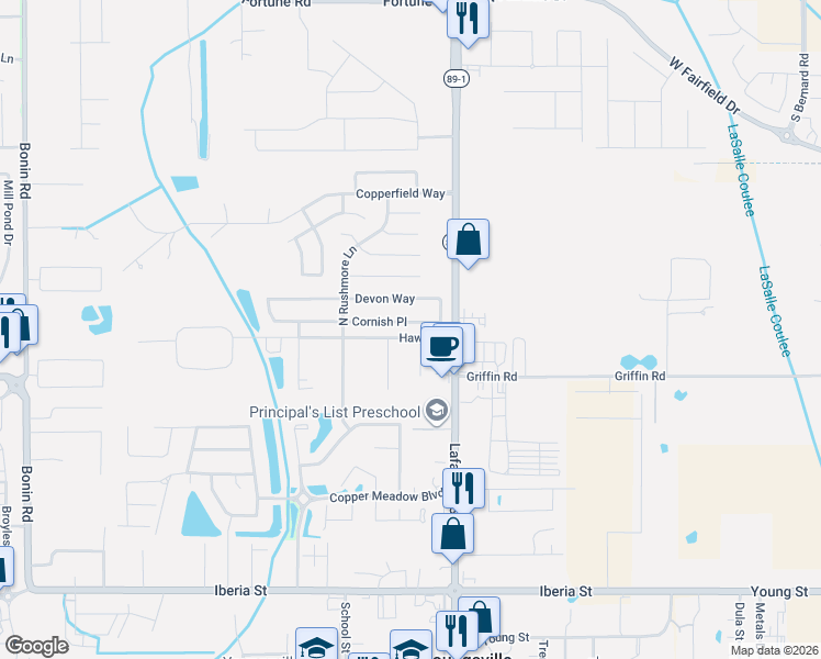 map of restaurants, bars, coffee shops, grocery stores, and more near 122 Cornish Place in Youngsville
