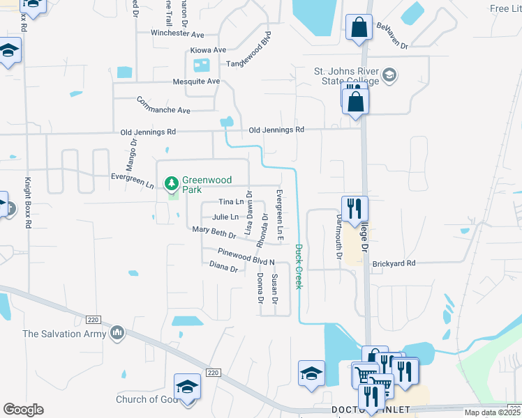 map of restaurants, bars, coffee shops, grocery stores, and more near 1646 Rhonda Drive in Middleburg