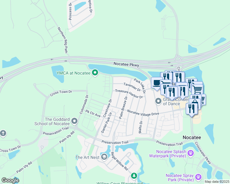 map of restaurants, bars, coffee shops, grocery stores, and more near 428 Crestview Drive in Ponte Vedra Beach