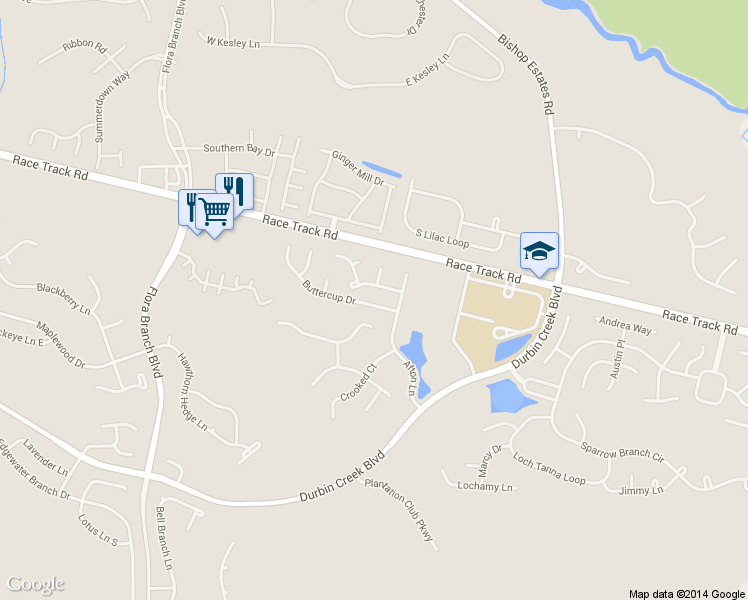map of restaurants, bars, coffee shops, grocery stores, and more near 925 Buttercup Drive in Jacksonville