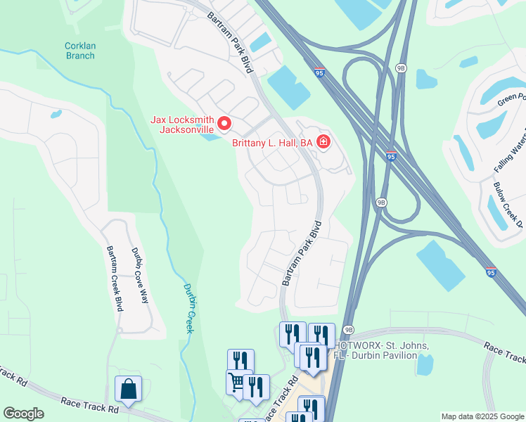 map of restaurants, bars, coffee shops, grocery stores, and more near 6911 Azalea Grove Drive in Jacksonville