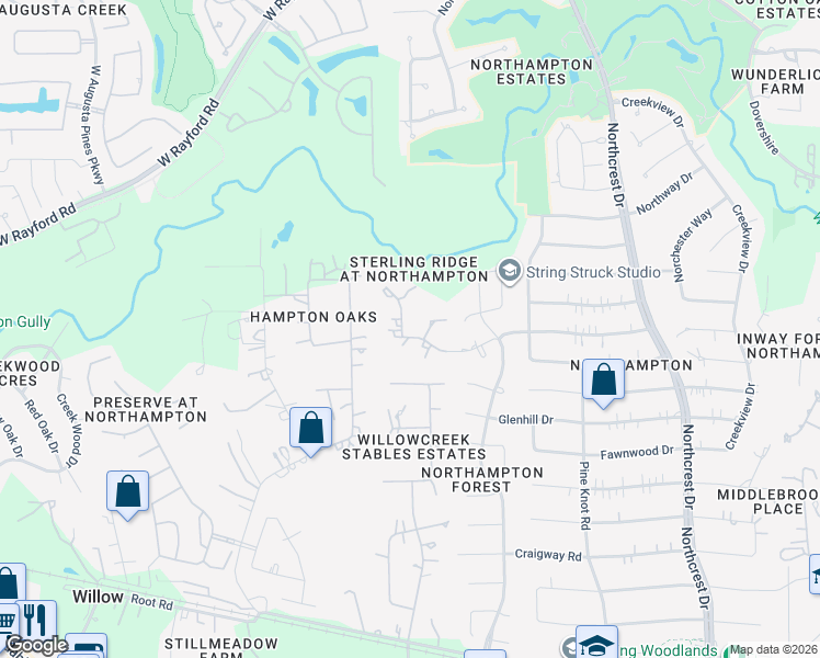 map of restaurants, bars, coffee shops, grocery stores, and more near 6802 Star Ledge Court in Spring