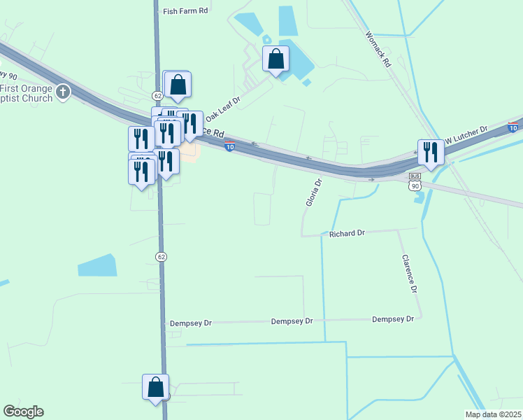 map of restaurants, bars, coffee shops, grocery stores, and more near 6901 Medical Center Drive in Orange