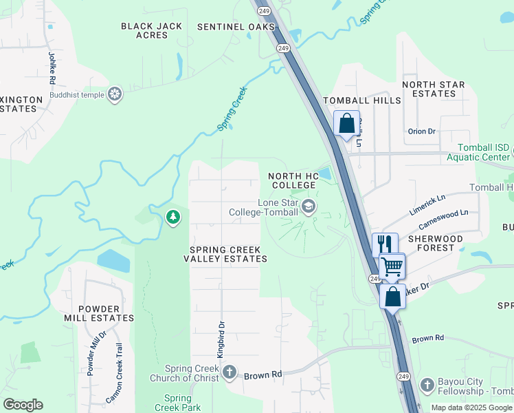map of restaurants, bars, coffee shops, grocery stores, and more near 14703 Shingle Oak Drive in Tomball