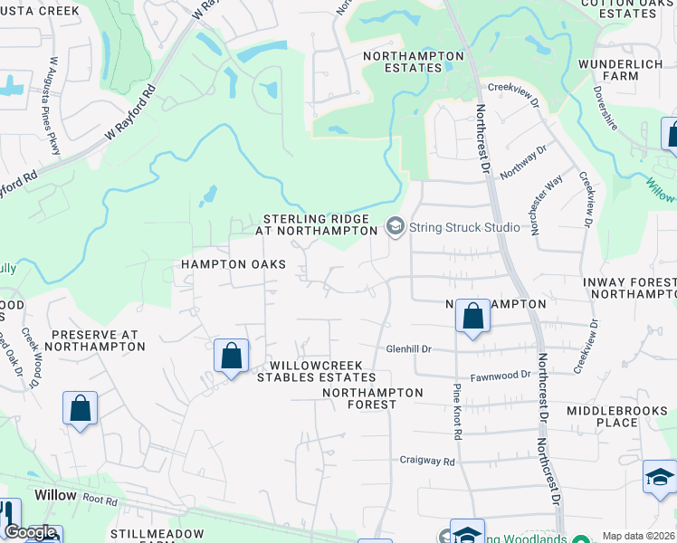 map of restaurants, bars, coffee shops, grocery stores, and more near 6710 Star Ledge Ct in Spring