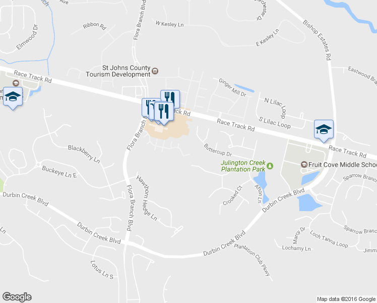 map of restaurants, bars, coffee shops, grocery stores, and more near 160 Southern Bridge Boulevard in Jacksonville