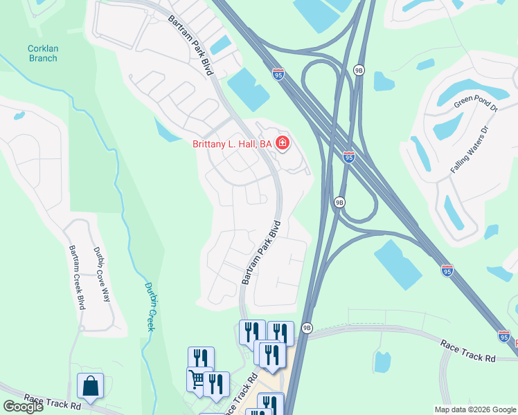 map of restaurants, bars, coffee shops, grocery stores, and more near 14792 Trellis Street in Jacksonville