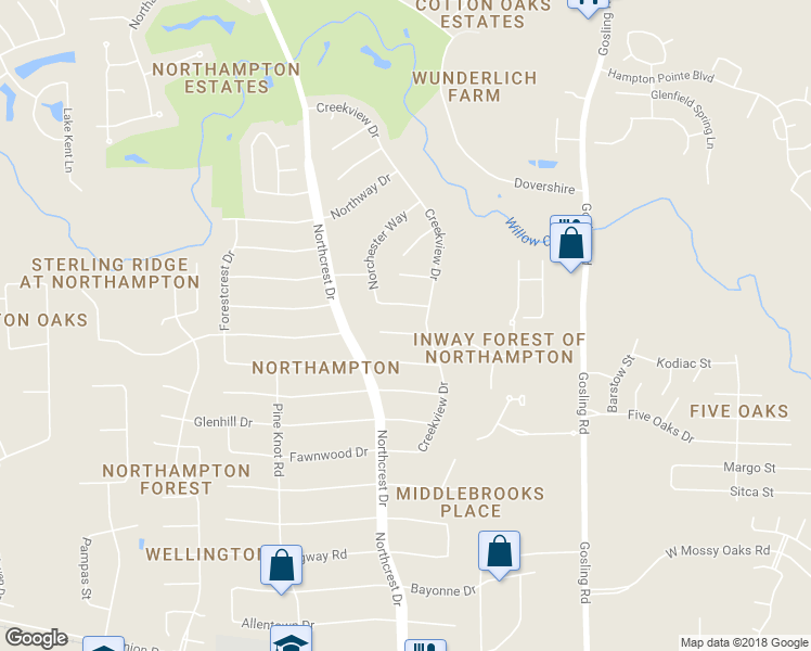 map of restaurants, bars, coffee shops, grocery stores, and more near 6114 Jadecrest Court in Spring