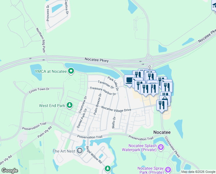 map of restaurants, bars, coffee shops, grocery stores, and more near 224 Treasure Harbor Drive in Ponte Vedra Beach