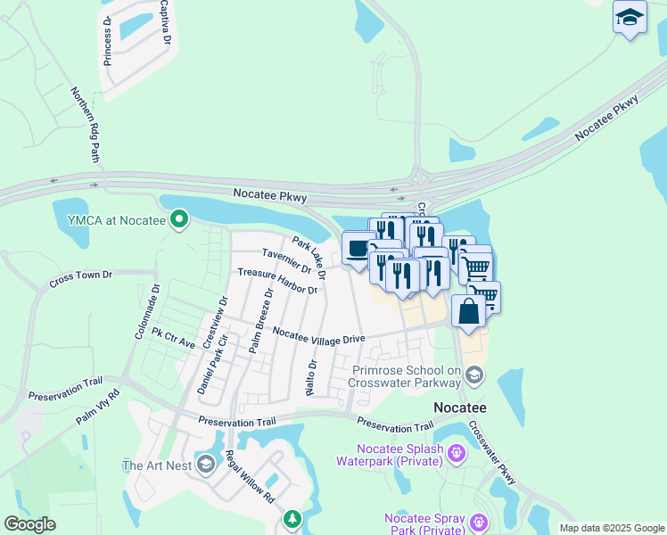 map of restaurants, bars, coffee shops, grocery stores, and more near 340 Town Plaza Avenue in Ponte Vedra Beach