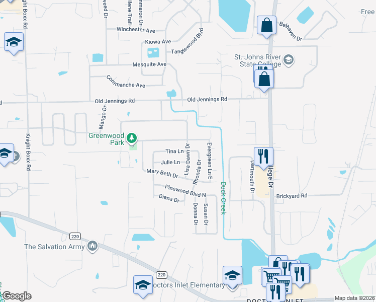 map of restaurants, bars, coffee shops, grocery stores, and more near 2682 Tina Lane in Middleburg