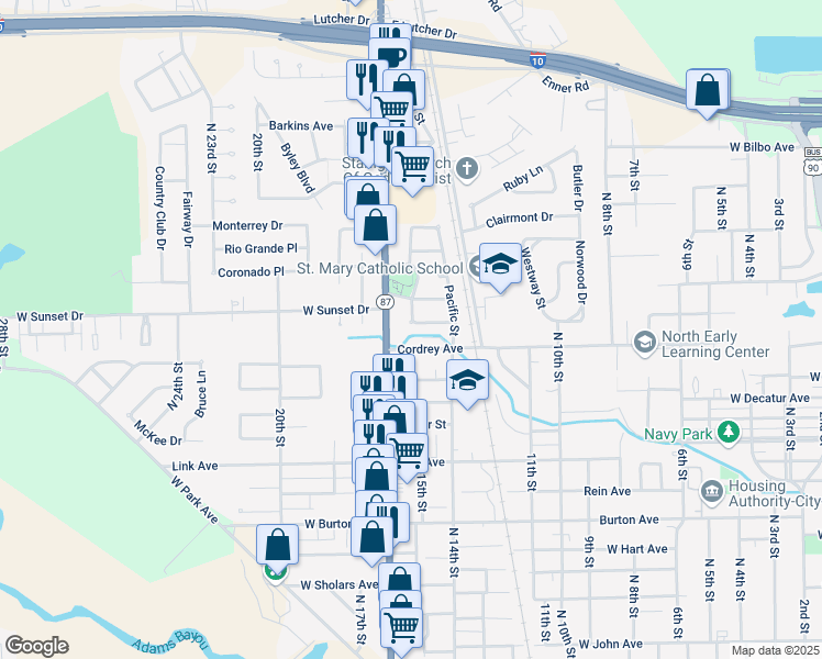 map of restaurants, bars, coffee shops, grocery stores, and more near 15 Colburn Avenue in Orange