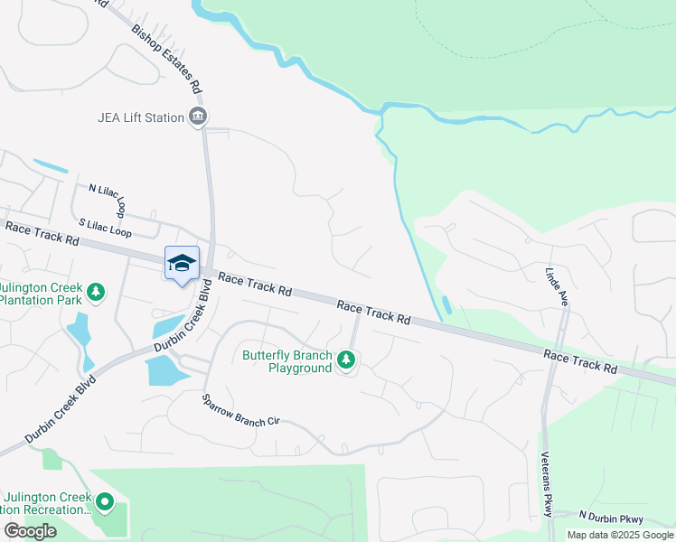 map of restaurants, bars, coffee shops, grocery stores, and more near 1155 Eastwood Branch Drive in Jacksonville