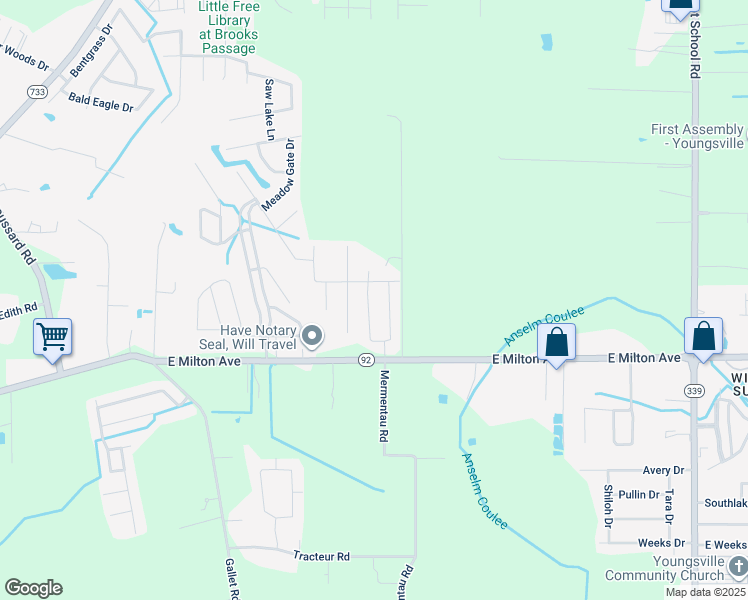 map of restaurants, bars, coffee shops, grocery stores, and more near Benedict Drive in Lafayette