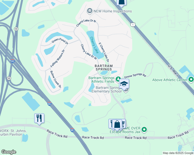 map of restaurants, bars, coffee shops, grocery stores, and more near 14643 Fern Hammock Drive in Jacksonville