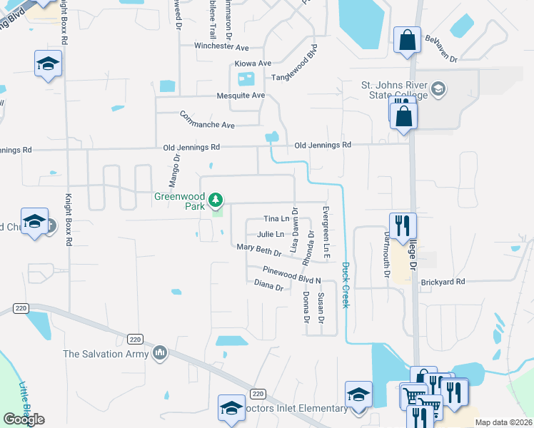 map of restaurants, bars, coffee shops, grocery stores, and more near 2709 Tina Lane in Middleburg