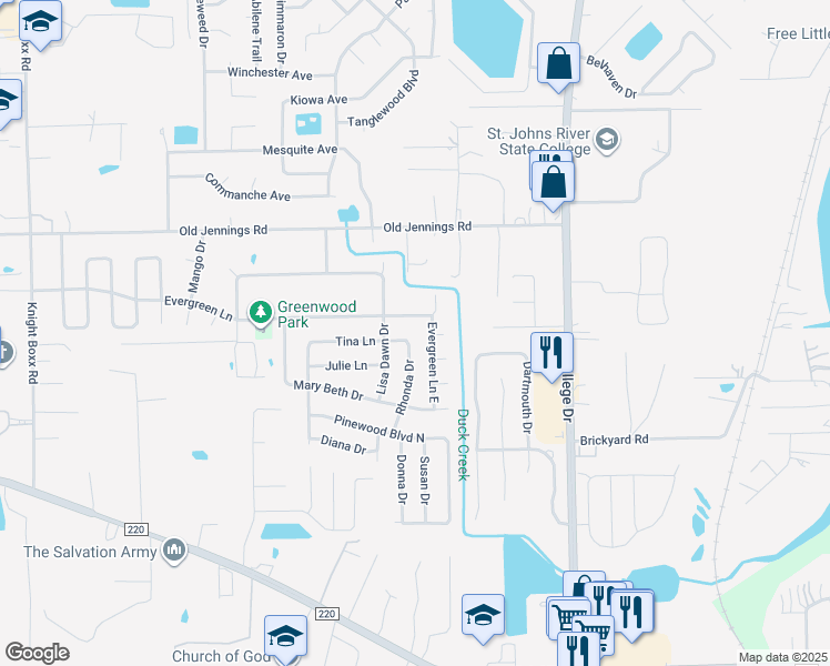 map of restaurants, bars, coffee shops, grocery stores, and more near 1646 Rhonda Drive in Middleburg