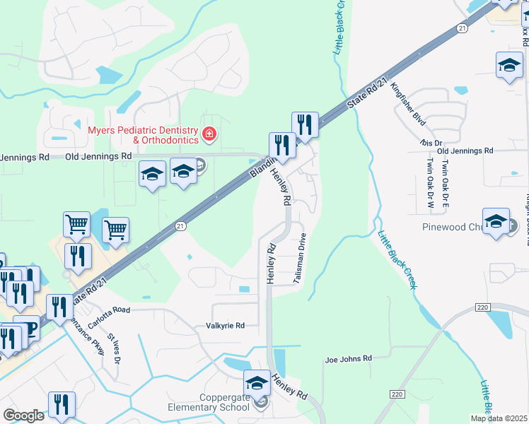 map of restaurants, bars, coffee shops, grocery stores, and more near 3378 Talisman Drive in Middleburg