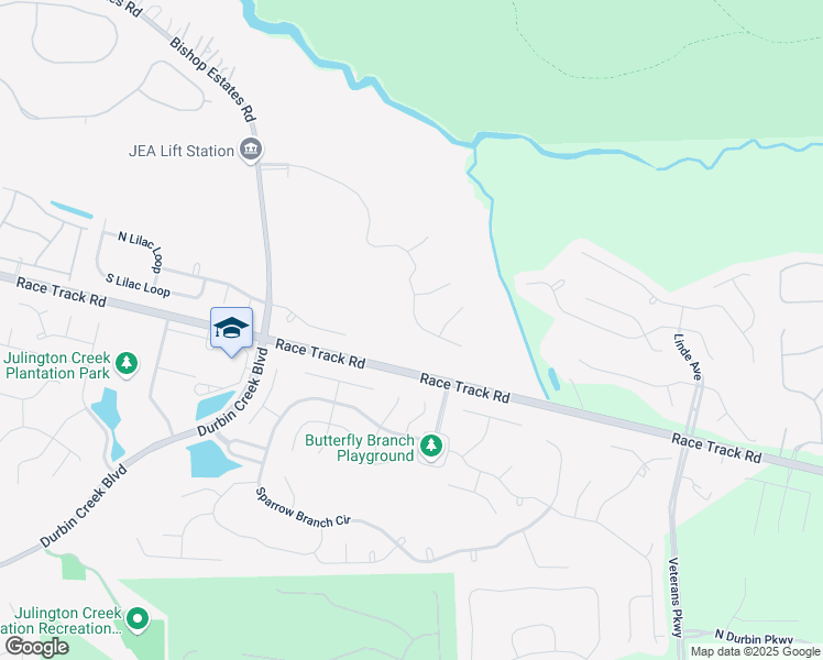map of restaurants, bars, coffee shops, grocery stores, and more near 1155 Eastwood Branch Drive in Jacksonville