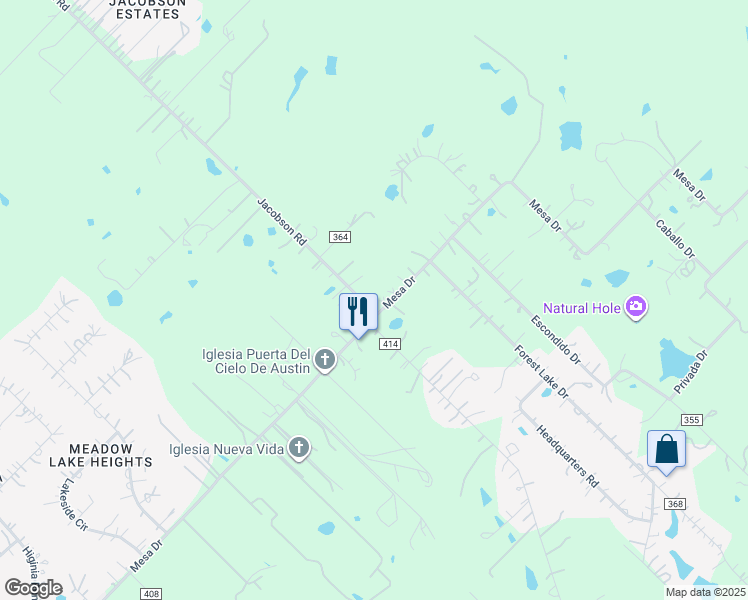 map of restaurants, bars, coffee shops, grocery stores, and more near 107 The Ranch Road in Del Valle