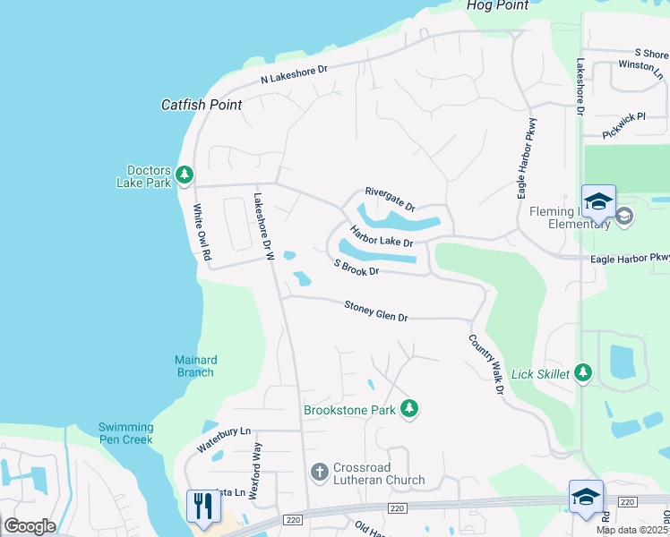 map of restaurants, bars, coffee shops, grocery stores, and more near 2284 South Brook Drive in Orange Park