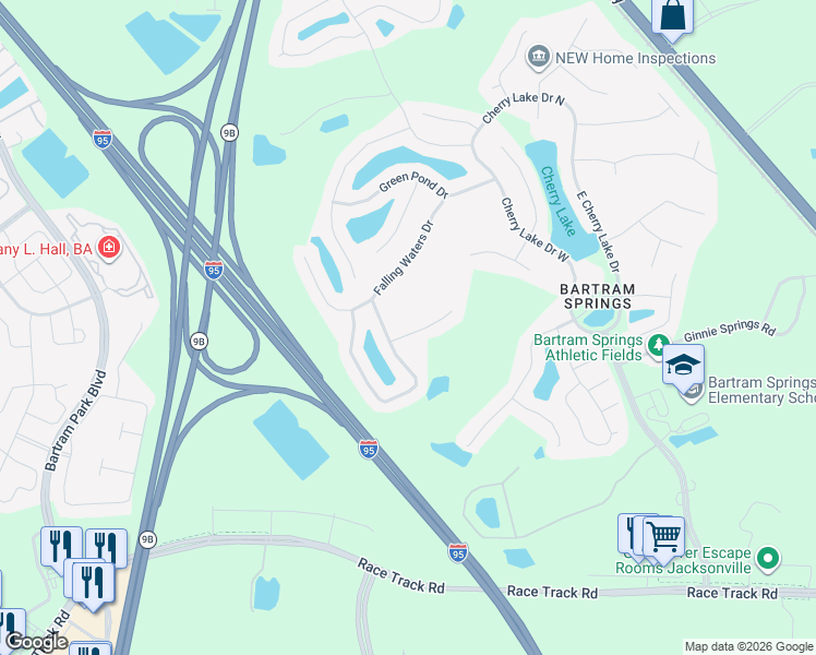 map of restaurants, bars, coffee shops, grocery stores, and more near 6025 Caladesi Court in Jacksonville