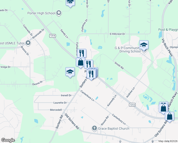 map of restaurants, bars, coffee shops, grocery stores, and more near in Montgomery County
