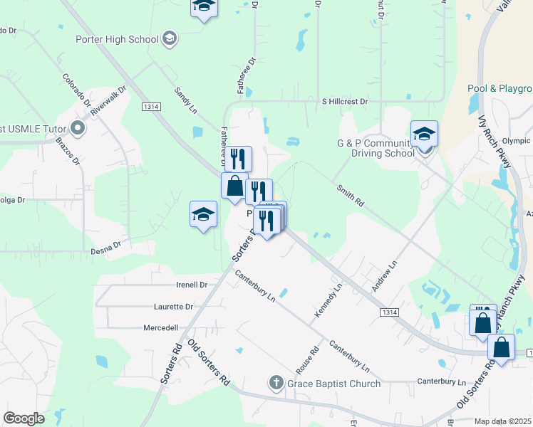 map of restaurants, bars, coffee shops, grocery stores, and more near in Montgomery County