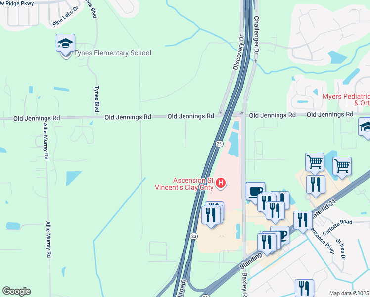 map of restaurants, bars, coffee shops, grocery stores, and more near 3845 Jennings Way in Middleburg