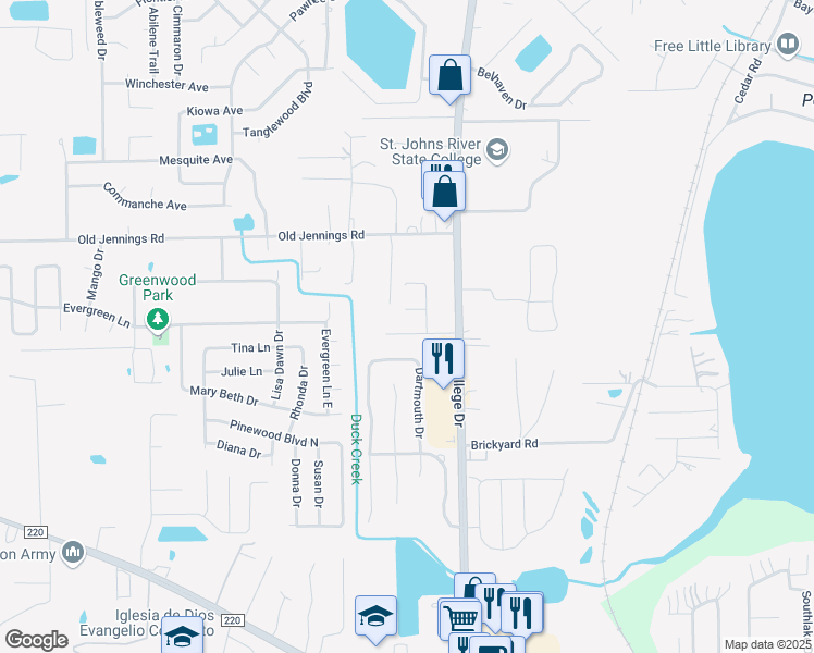 map of restaurants, bars, coffee shops, grocery stores, and more near 2938 College Park Drive in Middleburg