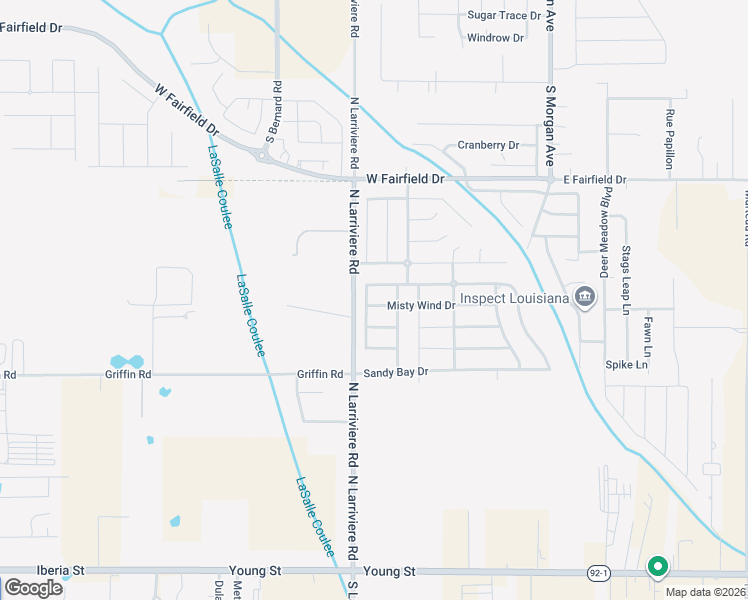 map of restaurants, bars, coffee shops, grocery stores, and more near Easy Rock Landing Drive in Broussard