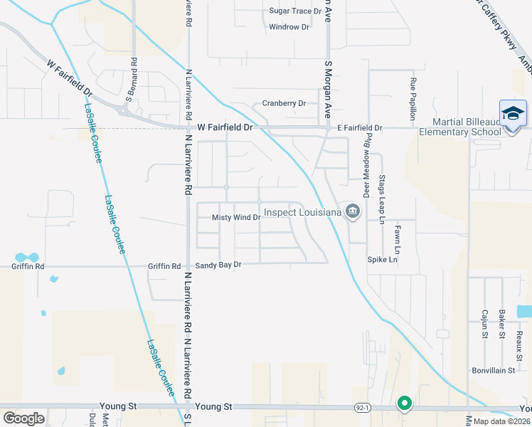 map of restaurants, bars, coffee shops, grocery stores, and more near 416 Birchview Drive in Broussard