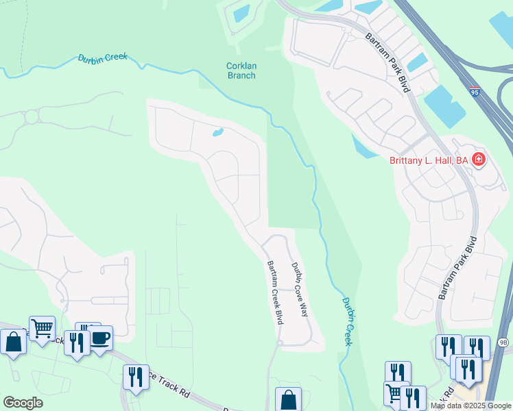 map of restaurants, bars, coffee shops, grocery stores, and more near 14661 Durbin Island Way in Jacksonville