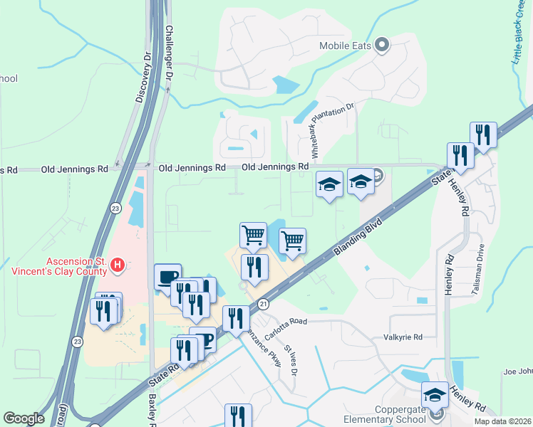 map of restaurants, bars, coffee shops, grocery stores, and more near 1611 Winners Circle in Middleburg