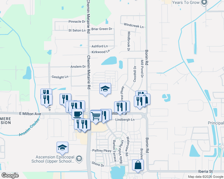 map of restaurants, bars, coffee shops, grocery stores, and more near 125 Field Crest Parkway in Youngsville
