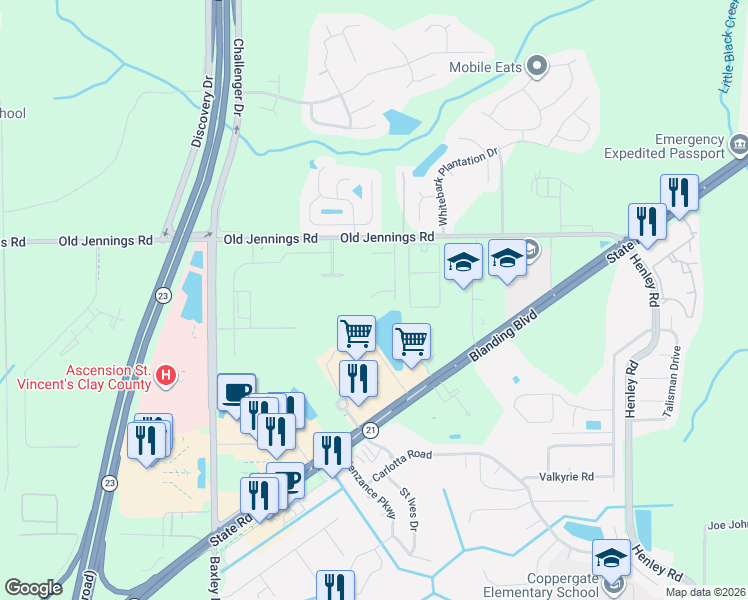 map of restaurants, bars, coffee shops, grocery stores, and more near 3617 Prancer Point in Middleburg