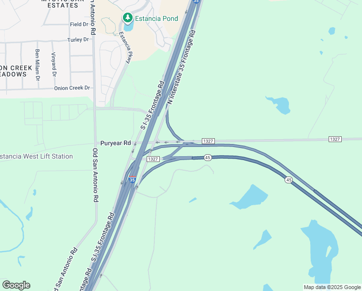 map of restaurants, bars, coffee shops, grocery stores, and more near Texas 45 in Buda