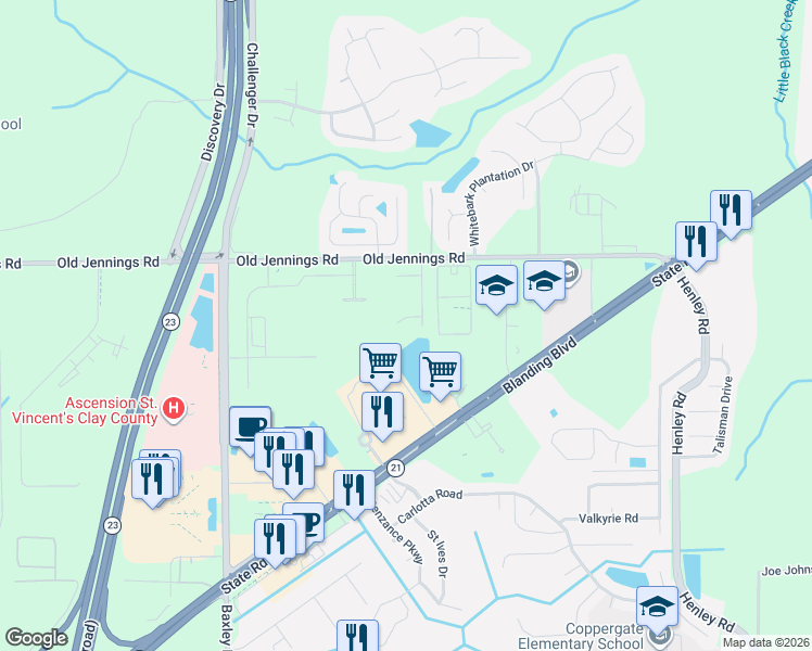 map of restaurants, bars, coffee shops, grocery stores, and more near 1611 Winners Circle in Middleburg