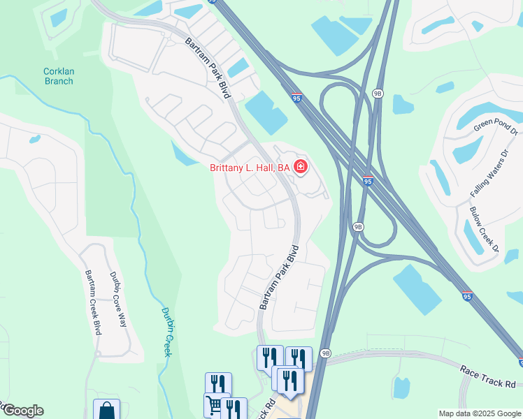 map of restaurants, bars, coffee shops, grocery stores, and more near 14750 Garden Gate Drive in Jacksonville