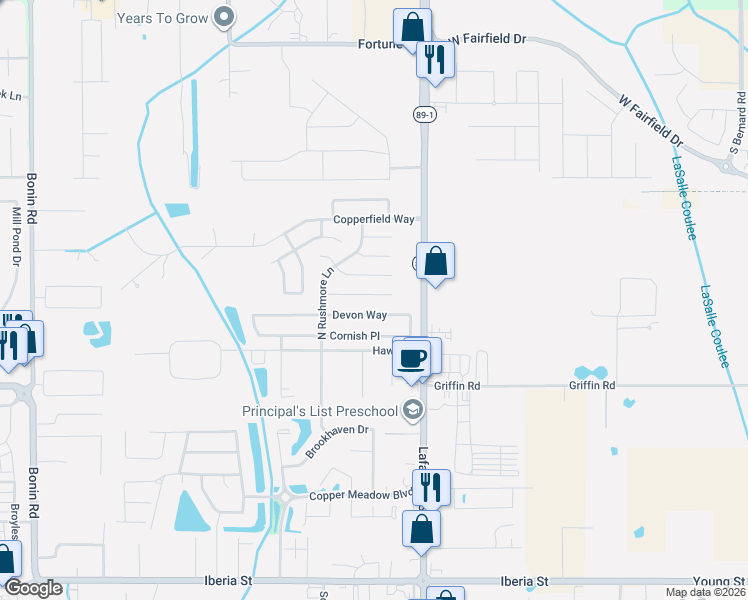 map of restaurants, bars, coffee shops, grocery stores, and more near 126 Queensford Way in Youngsville