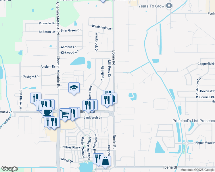 map of restaurants, bars, coffee shops, grocery stores, and more near Mill Pond Drive in Youngsville