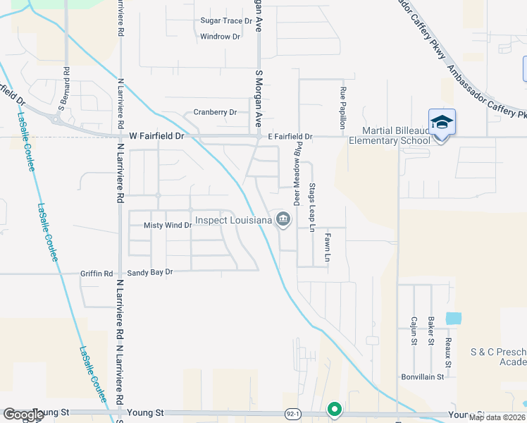 map of restaurants, bars, coffee shops, grocery stores, and more near 122 Still Waters Road in Broussard