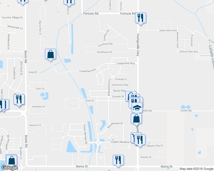 map of restaurants, bars, coffee shops, grocery stores, and more near 123 North Rushmore Lane in Youngsville